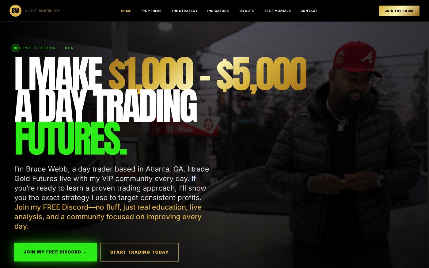 Trade With Bruce homepage designed and built by SelonyX